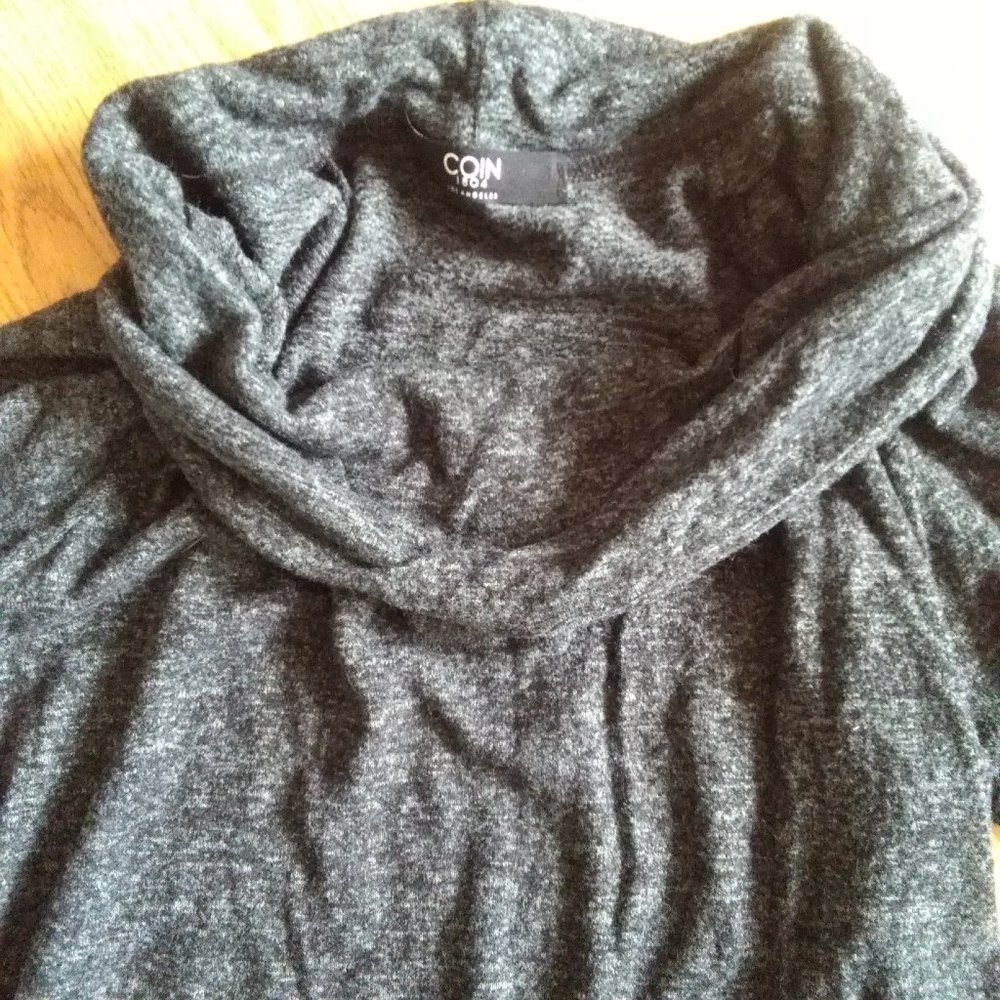Soft Heather Grey Cowl Neck Sweater